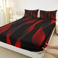 thumbnail image 3 of jejeloiu Waves Stripes Lines Queen Sheet Sets,Red Abstract Geometric Bed Set For Men Women 4pcs, 3 of 7