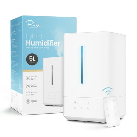 Ultrasonic Humidifier for Large Room, Warm & Cool Mist Quiet Vaporizer, 5L