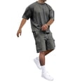 thumbnail image 2 of Mens Short Sets 2 Piece Outfits - Casual Summer Short Sleeve Sweatsuits Sets for Men with Cargo Pocket, 2 of 5