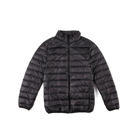 Men's Packable Down Jacket Winter Warm Jacket lightweight Zipper Jacket Puffer Bubble Coat Black (Best Lightweight Warm Jacket)