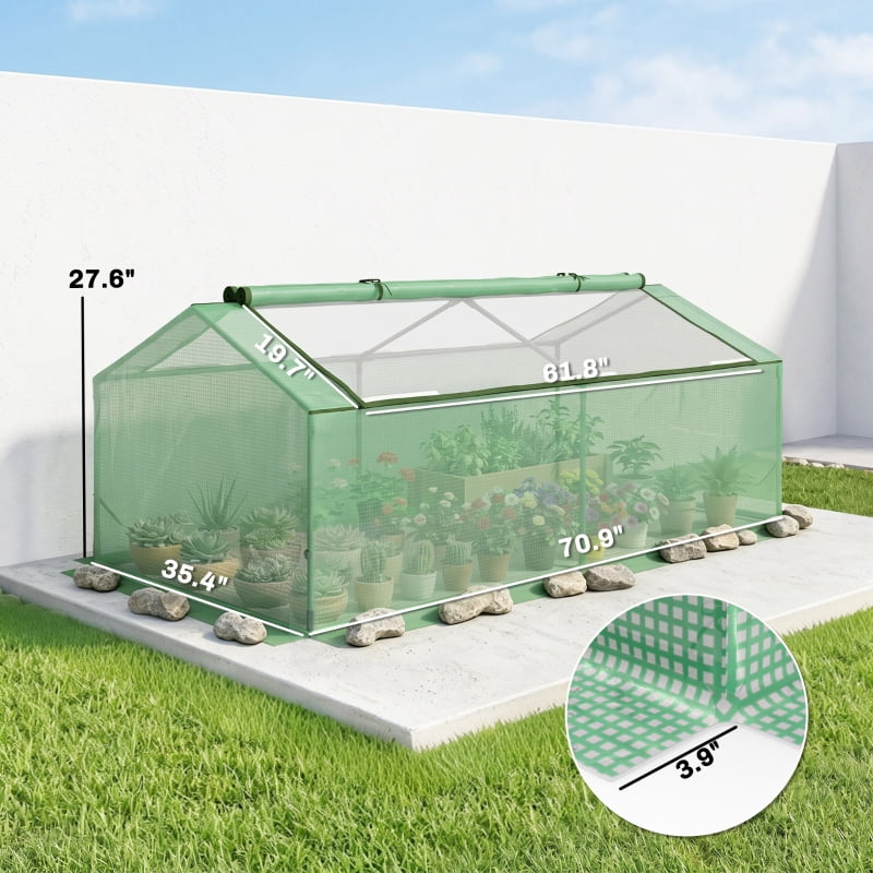 Alvantor Green 71"x36"x28" Mini Greenhouse with Large Zippered Windows, Portable Hot House for Outdoor Plants