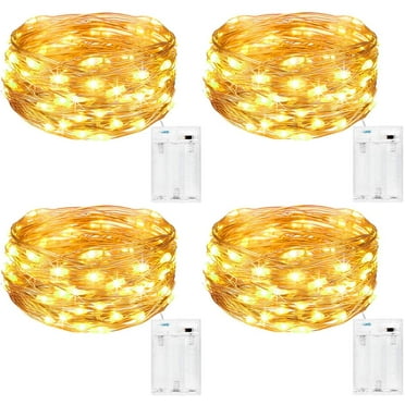 Fairy Lights [4 Pack], Mini Battery Operated Fairy Lights 5m 50 LEDs Indoor and Outdoor Decoration Light for Bedroom Christmas Wedding Party Home Garden (Warm White)