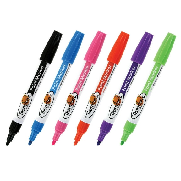 Thornton's Art Supply Oil-Based Paint Markers, Medium Point, Assorted Fashion Colors, Set of 5