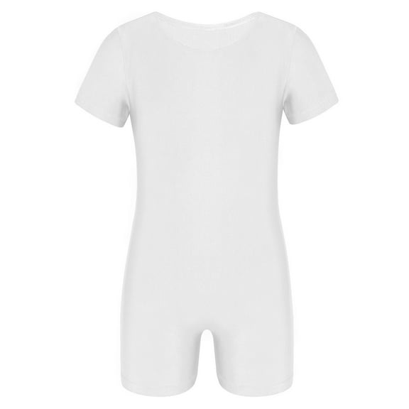 TiaoBug Kids Girls Short Sleeves Ballet Dance Gymnastics Leotard Solid Color Jumpsuit 4-14