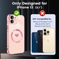 thumbnail image 2 of for iPhone 12 Case Magnetic Version Compatible with MagSafe with Full Camera Lens Protection Reinforced Corners Cute Love Heart Soft TPU Electroplate Edge Bumper Cute Cover for Women, Pink, 2 of 14
