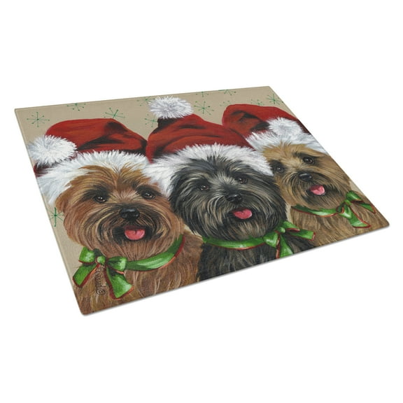 Carolines Treasures PPP3251LCB Cairn Terrier Christmas Ceaser and Co Glass Cutting Board Large, 12H x 16W, multicolor