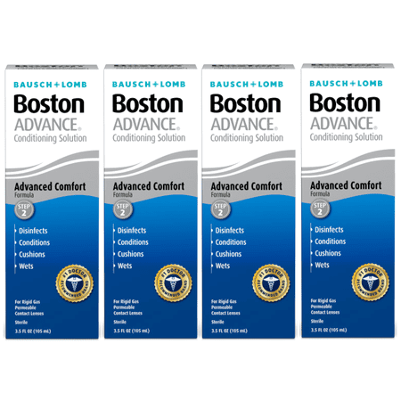 4 Pack - Boston ADVANCE Conditioning Contact Lens Solution for Rigid Gas Permeable Lenses – from Bausch + Lomb, 3.5 fl. oz.