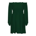 thumbnail image 5 of Laqbezok Women's Off Shoulder Ruffle Mini Dress, Long Lantern Sleeve Smocked Waist Sundress, Solid Color Casual A-Line Dress for Party Club, 5 of 8