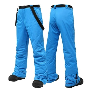 JULMCOMO Ski Pants Men Insulated Waterproof Winter Ski Bibs Plus Size Snowboard Pants Fleece big and tall Thermal Bib Overalls with Pocket Royal Blue L
