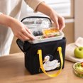 thumbnail image 6 of Cute Insulated Lunch Bag, Duckling Design Thermal Tote with Spacious Interior, Portable Reusable Bento Cooler for School Work Picnic and Travel(Black), 6 of 7