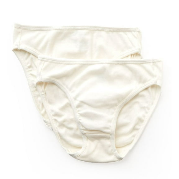 Women's Cottonique W22207C Natural Organic Cotton High Cut Panty - 2 Pack (Natural 4)