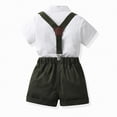thumbnail image 6 of HCNTES Toddler Kids Boy Shorts Clothing Set Baby Boy Dress Clothes Baby Boys Formal Suit Set Short Sleeve Romper Suspenders Shorts Pants Bowtie Wedding Tuxedo Outfits, 6 of 6