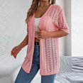 thumbnail image 5 of Casual Summer Tops with Lightweight Fabric and Open Front Cuts Showcasing Textured Knits in Soft Hues for Hot Weather Office Commutes Shopping Trips Coffee Shop Visits Pink S, 5 of 7