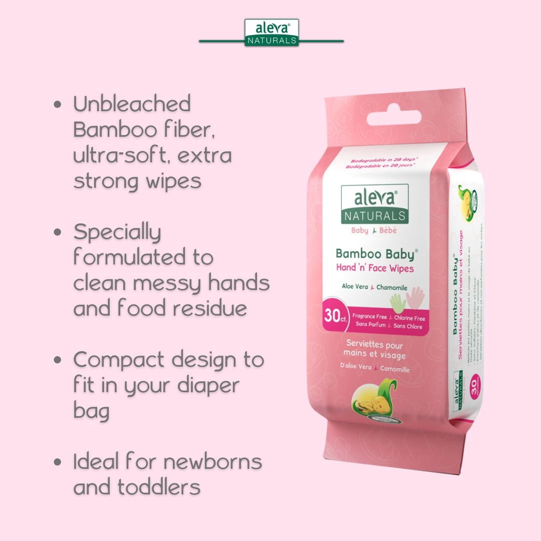 Aleva Naturals Bamboo Baby Serviettes pour mains et visage - 30 format