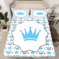 thumbnail image 2 of jejeloiu Cute Cartoon Crown Twin Sheet Sets,Kawaii Loves Pattern Twin Fitted Sheet,White Blue Flat Sheet For Girls Boys,Super Cozy Room Decor,3pcs, 2 of 7