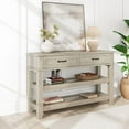 thumbnail image 3 of Danolapsi 47.2" Entryway Table, Console Table with 2 Storage Drawers, 3 Tier Industrial Metal Sofa Table, Hallway Table for Entry, Living Room-Grey, 3 of 6