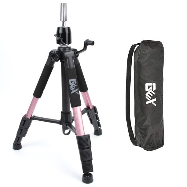 Support Trépied pour Mannequin GEX en Toile, Bloc d'Entraînement pour Poupée, Tête de Mannequin, Support de Perruque pour Cosmétologie et Coiffure (Or Rose)