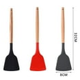 thumbnail image 4 of Hadanceo Cooking Spatula Non-deformable Anti-slip Silent Stir-Fry Heat Resistance Silicone Extended Wooden Handle Frying Spatula for Kitchen, 4 of 8