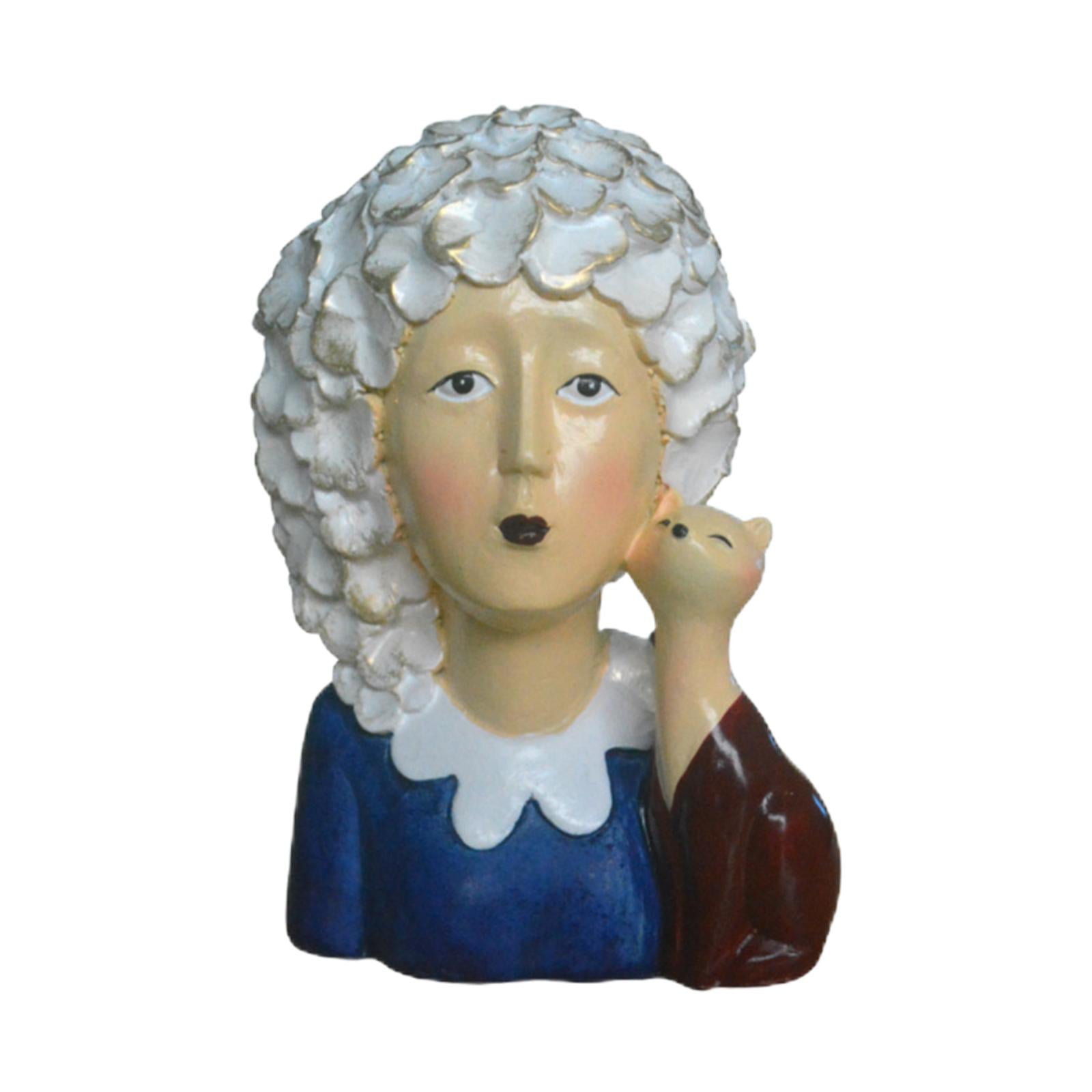 European Style Lady Statue Figure Sculpture with Animal for Desktop