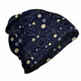 thumbnail image 1 of Cosmos Unisex Beanie, Outer Space Planets Pattern, Hiking Outdoors, Indigo and Pale Yellow, by Ambesonne, 1 of 1