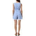 thumbnail image 3 of INSPIRE CHIC Sleeveless Gingham Romper for Women's Checks Lace Trim Smocked Waist Short Jumpsuits XS Light Blue, 3 of 6