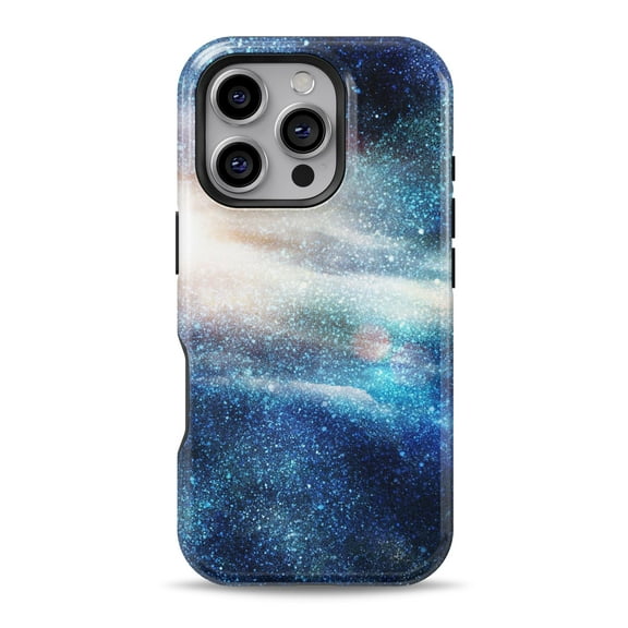 DesignSkinz Scratch-Resistant Hard Slim Case Compatible with iPhone 16 (Compatible with MagSafe) - Blue & Gold Glowing Star-Wave