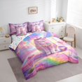 thumbnail image 3 of Homewish Pet Cat Kitten 7-Piece Bedding Comforter Set,Bohemain Print King Bedding Sets,Colorful Rainbow Pattern Bed Sheets For Girl,Microfiber Bedroom Decor Reversible, 3 of 8
