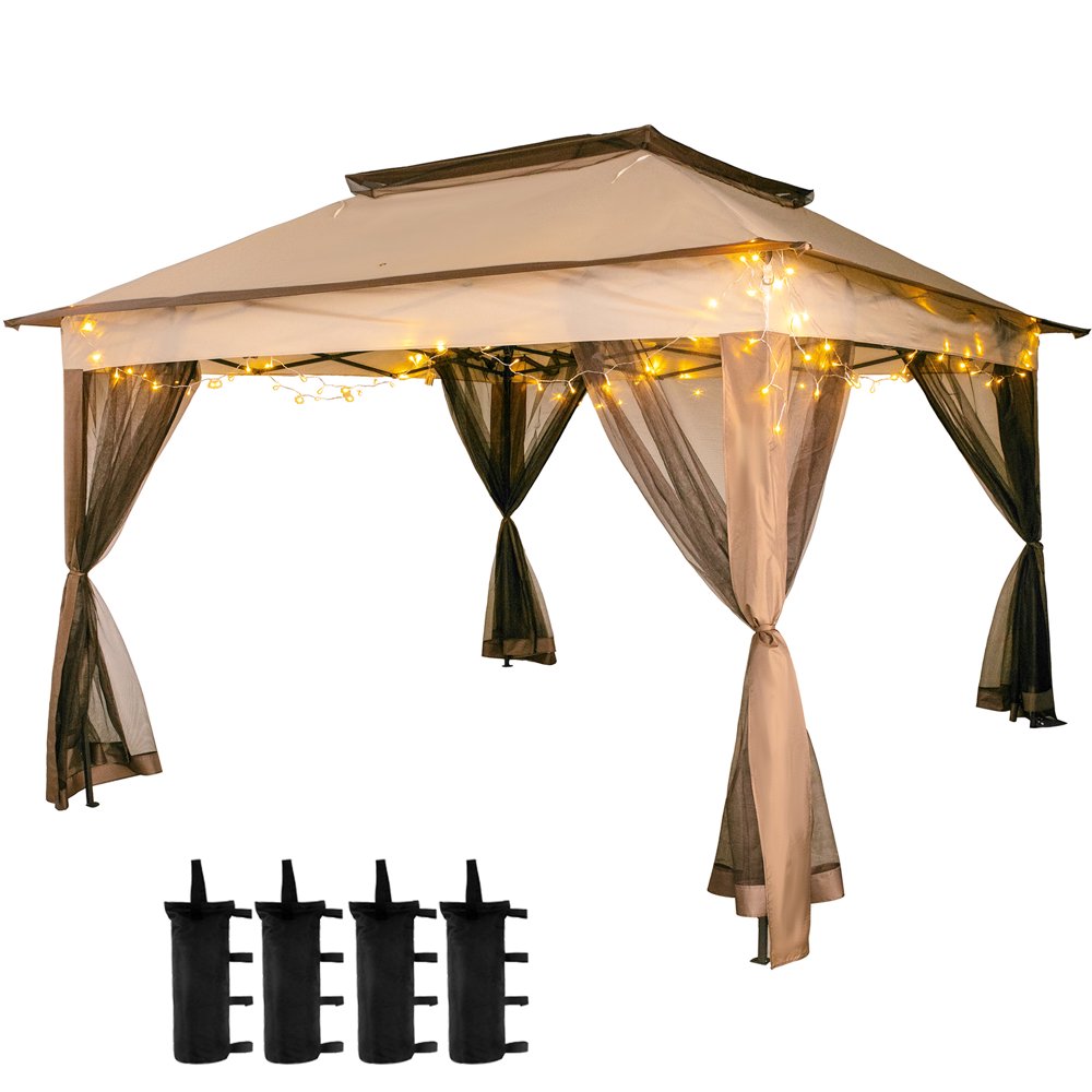 VEVOR Pop Up Gazebo 11' x 11' with Netting Outdoor Canopy Gazebo with 4
