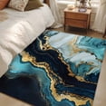 thumbnail image 4 of Abstract Marble Texture 4x6 Area Rugs for Living Room, Teal Gold Black Modern Art Non Slip Floor Mat Washable Low-Profile Indoor Carpet for Bedroom, Dining Room, Bathroom, 4 of 9