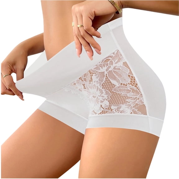 Ohufall Panties for Women Lace High Waist Stretchy Briefs Hip-lifting Seamless Breathable Daily Underpants