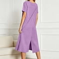thumbnail image 2 of Jane Wardrobe Women’S Round Neck Short Sleeve Knit Midi Dress, Back Split Loose Fit Casual Nightgown, Soft Polyester Summer Home Wear Sleepwear Loungewear, 1 Piece, Sizes S Through XXL, 2 of 6