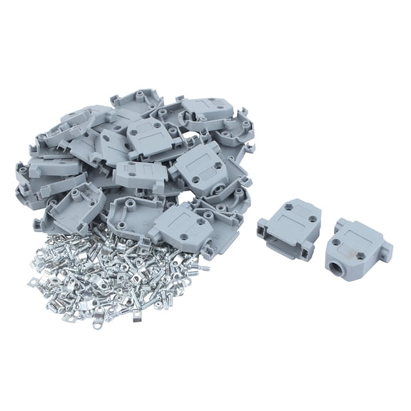 20 Pack Gray Plastic Hood Cover for DB-15 Connectors with Screws