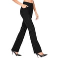 thumbnail image 6 of Womens Dress Pants Fleece Stretchy Business Casual Flare Yoga Pants Petite Lightweight Pull On Office Slacks Pockets, 6 of 9