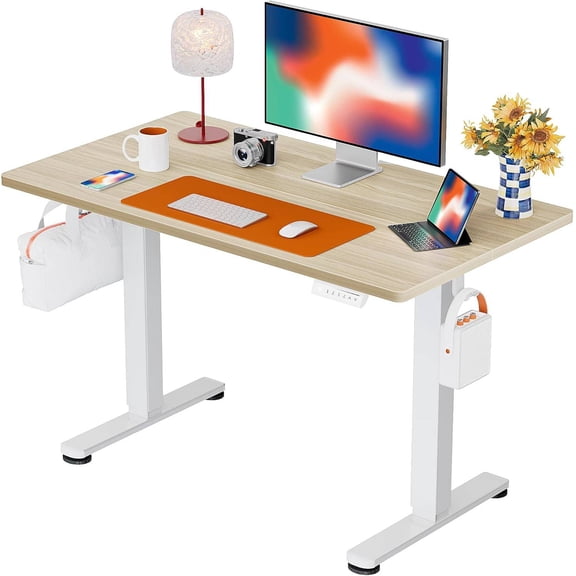 Height Adjustable Electric Standing Desk, 40 x 24 Inches Sit-Stand Desk with Memory Function, Natural Finish