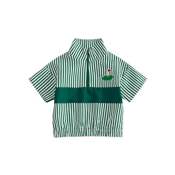 BemeyourBBs Kid Toddler Baby Boy Golf Outfit Baby Boy Jacket Toddler Golf Clothes Short Sleeve Lapel Quarter Zipper Shirt Top Infant First Birthday Outfit Spring Summer Golf Coat