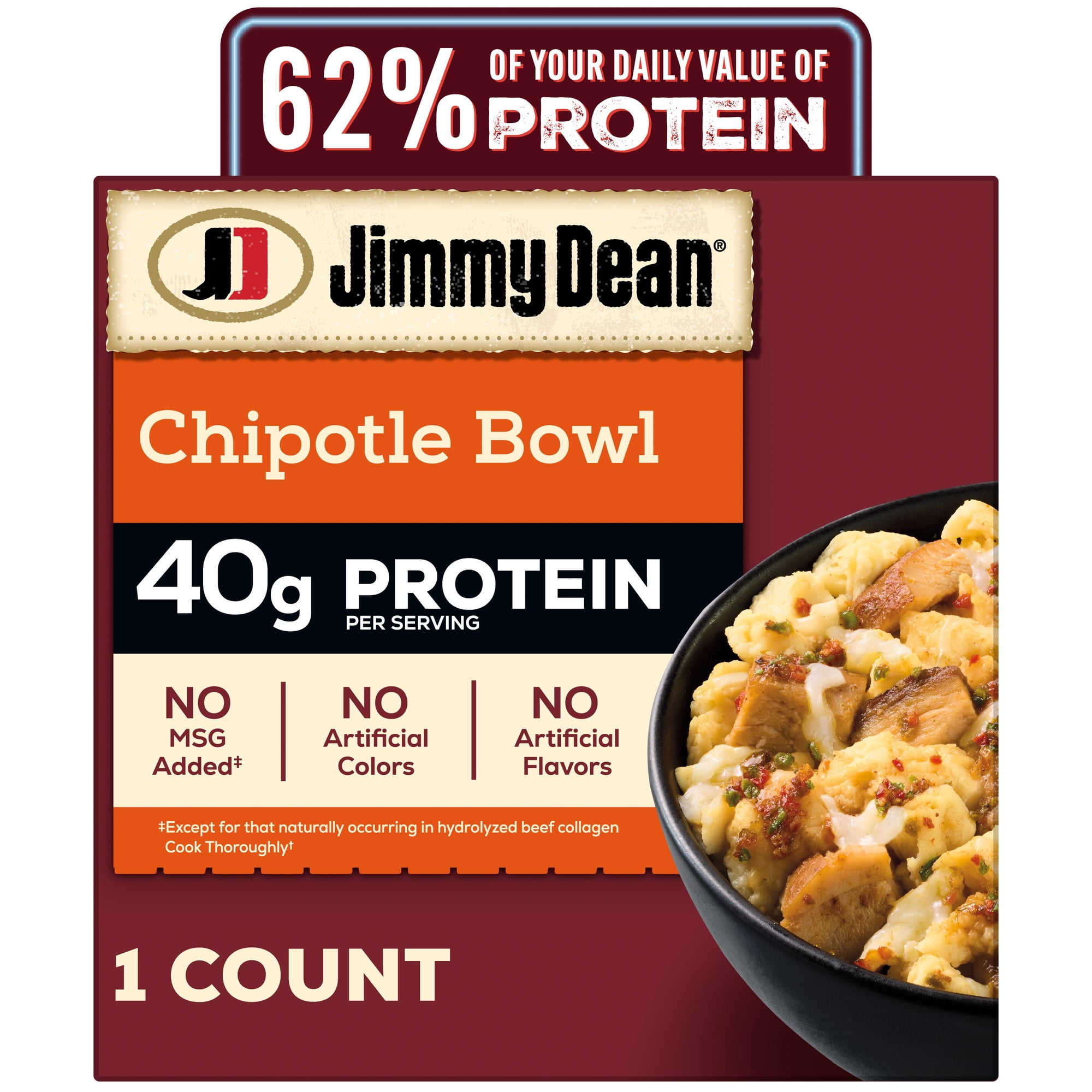 Jimmy Dean Frozen Protein Breakfast Bowl, Chipotle Chicken, Scrambled Egg & Monterey Jack, 7.22 oz