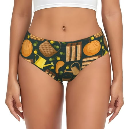 Sikiie Autumn Harvest Pumpkin Basket Women s High Waisted Cotton Underwear Soft Breathable Panties Stretch Briefs Seamless Ladies Panties-Large