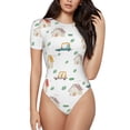 thumbnail image 2 of Goofa Cartoon House Printed Women Rash Guard Short Sleeve,Tummy control Swimsuit Surfing Swimsuit Bathing Suit One Piece Swimsuit UPF 50-Small, 2 of 9