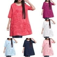 thumbnail image 1 of Formal Plus Size Dresses Women Embroidered Linen Dress Round Neck Short Sleeve Summer With Floral Design Plus Size Maxi Dress RD2 M, 1 of 6