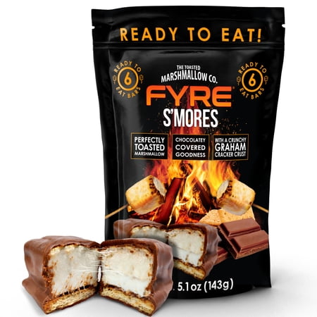Fyre S'mores Ready to Eat Authentic Campfire Chocolate Marshmallow Smores, 5.1 oz, 6 Count Bag