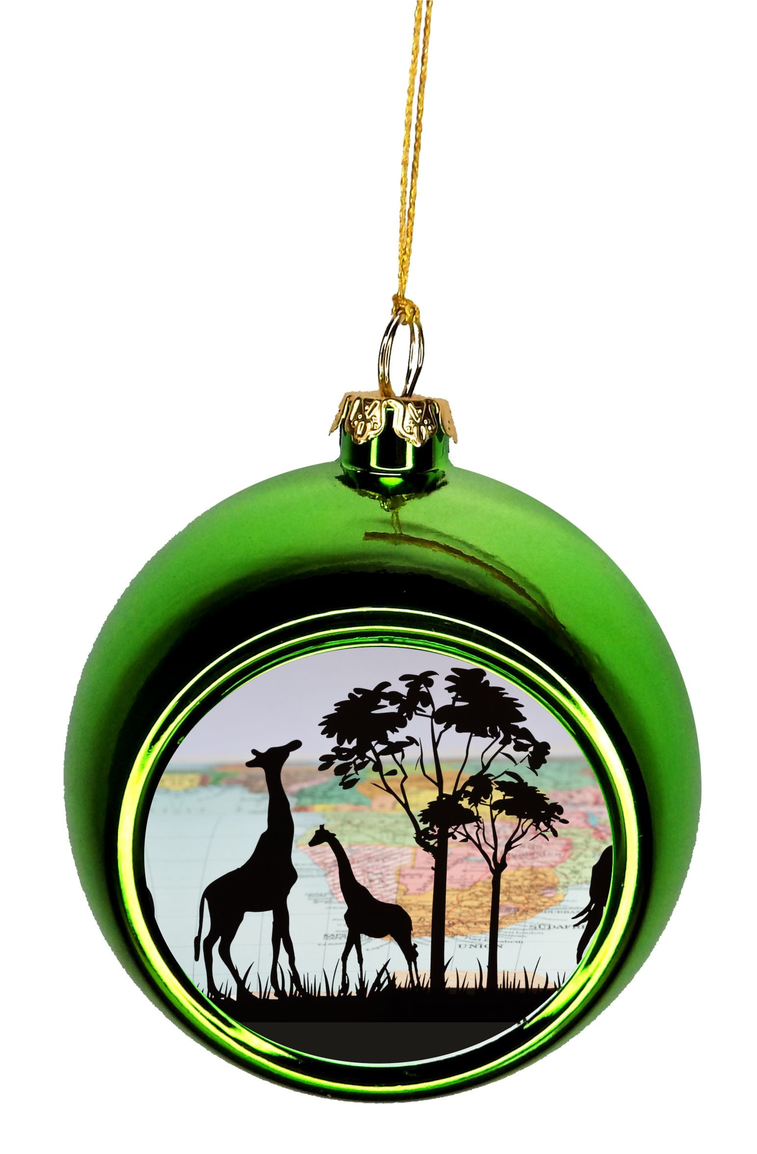 African Animals Bauble Christmas Ornaments Green Bauble