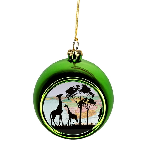 African Animals Bauble Christmas Ornaments Green Bauble