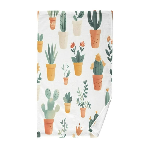 Pure Cotton Face Towel 16x28 Inches Hand Towel Bath Towel Hand Bath Towels Soft Good Water Absorption for Washing Face Wiping Face Cartoon Green Plant