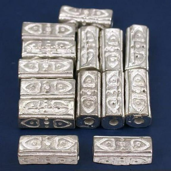 Heart Rectangle Tube Beads Silver Plated 10mm Approx 14
