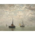 thumbnail image 2 of Hendrik Willem Mesdag 24x19 Black Ornate Framed Double Matted Museum Art Print Titled: Bomschuiten in the Breakers (1890), 2 of 5