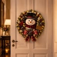 thumbnail image 2 of 2PC Christmas Snowman Wreaths for Front Door, Christmas Hanging Sign, 17.7 lnch Plaid Bow Snowman Wreath with Warm Light, Pine Cone, Berry, Rustic Door Hangings for Indoor, Outdoor, 2 of 6