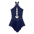 thumbnail image 6 of Kaerm Women Sleeveless Lyrical Dance Dress Shiny Rhinestone Figure Ice Skating Leotard Dresses Navy Blue XXL, 6 of 7