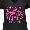 thumbnail image 4 of Inktastic Neon Pink Birthday Girl Women's Plus Size V-Neck T-Shirt, 4 of 5