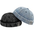 thumbnail image 5 of Hsqqdc Denim Docker Hat, Fashion Brimless Beanie Cap Rolled Cuff Sailor Style, 5 of 7
