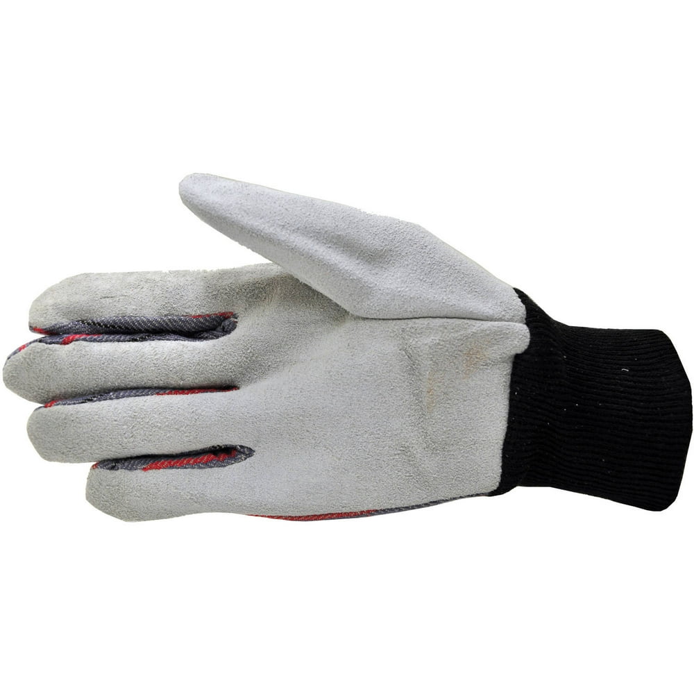 G & F Leather Palm Knit Wrist Glove, 5 Pairs